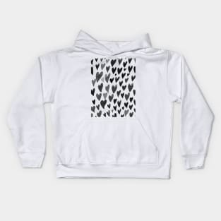 Valentines day hearts explosion - black and white Kids Hoodie